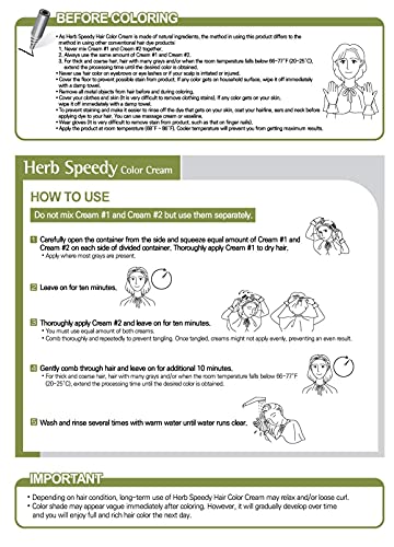 Herb Speedy PPD Free Hair Dye, Ammonia, Paraben Free Hair Color Natural Black Odorless, No more Eye and/or Scalp Irritations From Coloring For Se