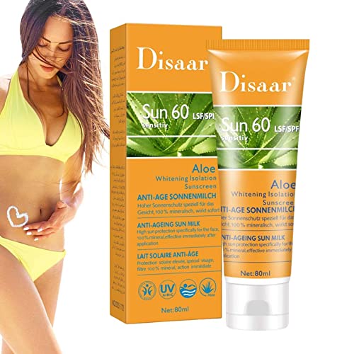 Face Sunscreen, 80ml Skin Sun Protection, SPF60 Moisturizing Repair Concealer Isolation, Long-Lasting Sun Protection for Sunburn Redness Woteg