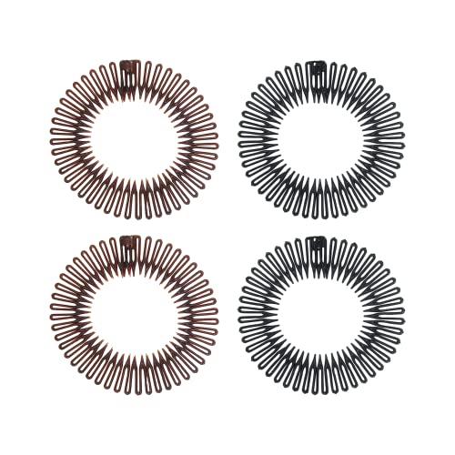 Comb Headband 4 Pieces Full Circular Stretch Comb Headband Flexible Zig Zag Headband Flexi Comb Headband Zigzag Hairband Plastic 90s Headband Zig