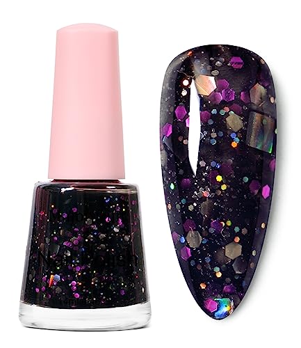 DouborQ Glitter nail polish Multicolor Translucent Long-lasting Sequins Nail Art Varnish