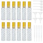 YU FENG 12pcs Glass Bottle Perfume Atomizer Refillable Spray Empty Perfume Bottles Fine Mist Atomizer Cosmetic Container for Travel,10ml, Gold-1