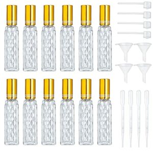 YU FENG 12pcs Glass Bottle Perfume Atomizer Refillable Spray Empty Perfume Bottles Fine Mist Atomizer Cosmetic Container for Travel,10ml, Gold-1
