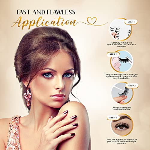 DEALFREE.24 Russian Strip Lashes Hand Made 10 Pairs of False Eyelashes with 2 Trendy Styles. Reusable DD Curl Fake Lashes with 3D Effect. Fluffy