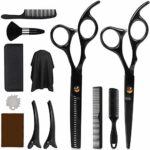 DigHealth 12 Pcs Hair Cutting Scissors Set, Professional Hairdressing Shears Kit with Stainless Steel Thinning/Texturing Scissors, Barber Cape, C