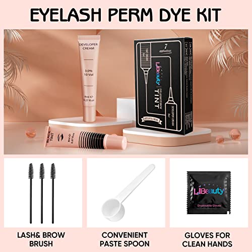 Libeauty Lash Tint Black Kit - 2 in 1 Eyelash & Eyebrow Dye Set, Last Up to 6 Weeks, Fast & Easy to Use, Semi-Permanent Black Dye with Developer
