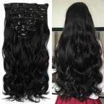 Neverland Beauty 22"7 Pcs 16 Clips Clip in Full Head Wavy Curly Hair Extensions Natural Black #1B UK Stock