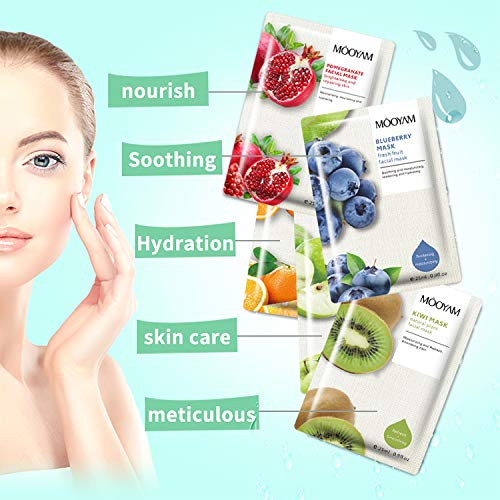 Hydrating moisturising face sheet masks. Assorted pack of 5 Vegan friendly superfood gel face masks
