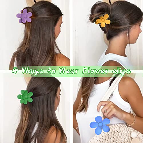 Hair Claw Clips,10 PCS Multi-Coloured Flower Hair Clips,Simple and Premium Claw Clips for Thick Hair,Internal Tooth Design Strong Hold Flower Hai