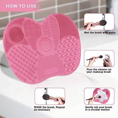 EDMIRE Makeup Brush Cleaner Silicon Pad Scrubber with Suction Cups, Make up Brush Cleaning Mat – Cleans everything from Eyeshadows, Foundations t