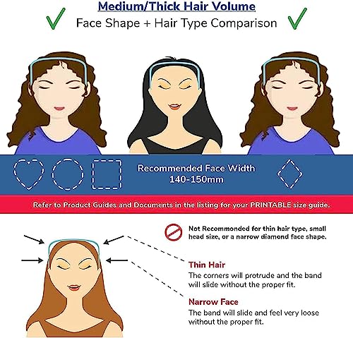 DONGTATA Curly Hairband Thick Headband for Women Plastic Hair Hoop Hairband Fashion Square Shaped Hinged Curly Thick Hair like Sunglasses