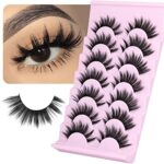Cosplay Lashes Thick Fake Eyelashes Doll Lashes Natural Look False Eyelashes 3D Spiky Faux Mink Lashes Pack 7 Pairs Japanese Manga Eye Lashes ALI