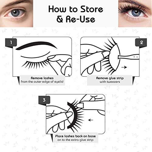 False Eyelashes Natural Self Adhesive - Pre Glued Lashes Multipack - Fake Eye Lashes