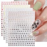 JMEOWIO 8 Sheets Glitter Letter Nail Art Stickers Decals Self-Adhesive English Alphabet Nail Supplies Nail Art Design Decoration Accessories