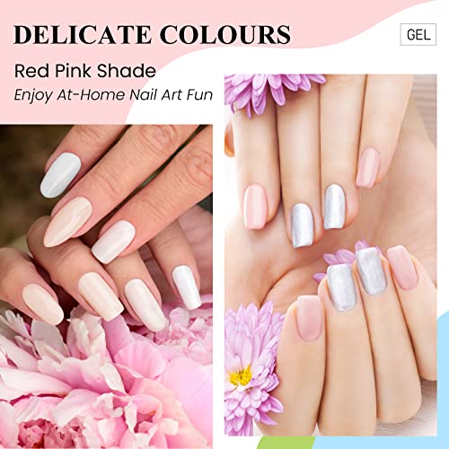 Poly Nail Gel Kit, Phoenixy 8 Pcs Poly Nail Extension Gel Set with Nail Lamp, Gloss Matte Top Coat, Nail Extension Gel Set for Beginners DIY Nail