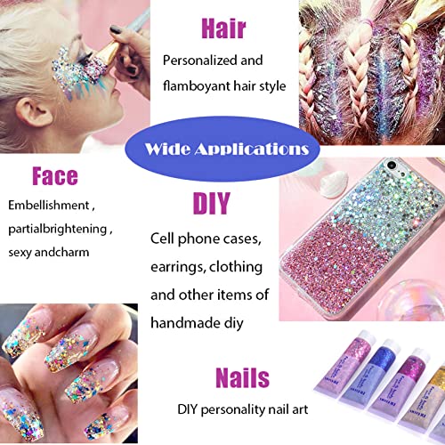 Body Face Glitter Gel, 50ml Mermaid Sequins Sparkling Chunky Body Lotion Glitter Liquid Shimmer Eyeshadow Chunky Glitter for Cosmetic Face Hair L