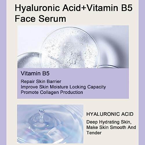 Hyaluronic Acid 2% + B5,Face Moisturiser,Hyaluronic Acid For Face Hydrated,Hyaluronic Acid Serum for Face to Plump and Smooth Skin ,Face Serum fo
