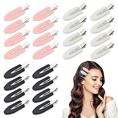 24 Pcs No Bend Hair Clips, No Crease Hair Pin Clips Creaseless Styling Curl Clips Accessories for Styling Sectioning Hairstyle Bangs Waves Makeup