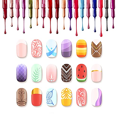 Funwaretech Nail Art Tips Sample Sticks With Metal Split Ring,Colour Nail Polish Practice Display Set,Nail Art Practice Tool Set,Fan-shaped False