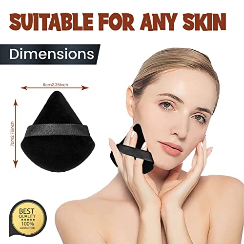 DATAPES 2 Pcs Powder Puff | Triangle Powder Puff | Makeup Puff | Soft Powder Puff | Powder Puff Sponge Reusable With Straps | Velvet Mini Powder