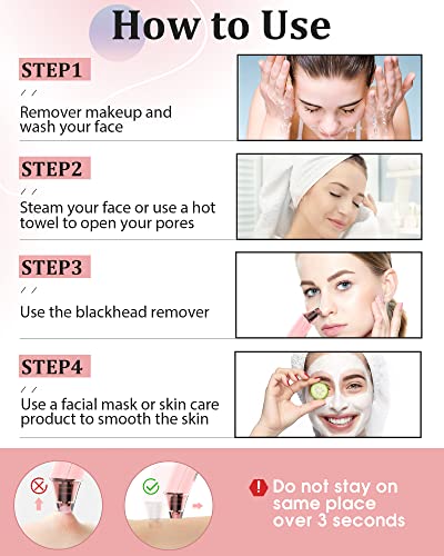 Pore Vacuum, Blackhead Remover Vacuum for Face Acne Comedone Whitehead Extractor Kit with 3 Suction Power & 4 Probes and LED Display Electric Bla