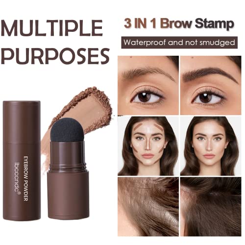 Eyebrow Stencil Kit - Eyebrow Stamp Stencil Kit - 3 in 1 Hairline Shadow Powder with 10 Styles Reusable Eyebrow Stencils, 2 Eyebrow Pen Brushes (