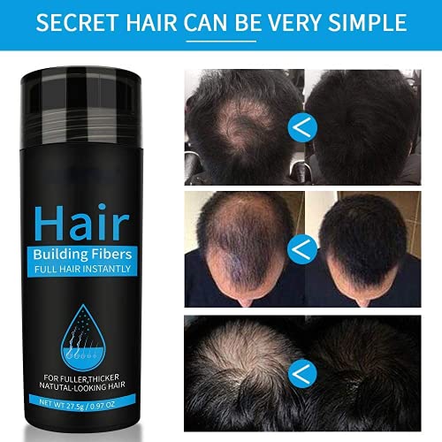 Hair Building Fibers, Nature Keratin Hair Building Fibers, Hair Building Fibres Hair Loss Concealer for Thinning Hair for Women and Men (Black)