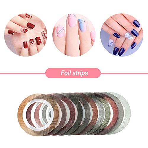 Nail Art Kit, WOVTE 60Pcs Nail Design Tools with 15pcs Nail Art Brushes, Nail Dotting Tool, Nail Foil, Nail Striping Tapes , Rhinestones Crystals