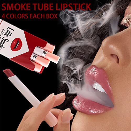 Plumping Lip Gloss Set,Lipstick Sets 4 Pcs High Pigmented Nude Cigarette Lipgloss, Long Lasting Waterproof Shimmer Liquid Lipsticks,Makeup Sets F
