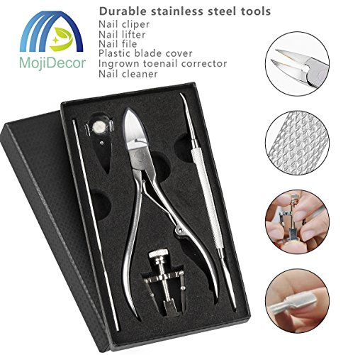 MojiDecor Ingrown Toenail Filae and Ingrowing Toenail File, Professional Nail Care Set 6PCS Premium Stainless Steel Manicure Pedicure Set, Nail N