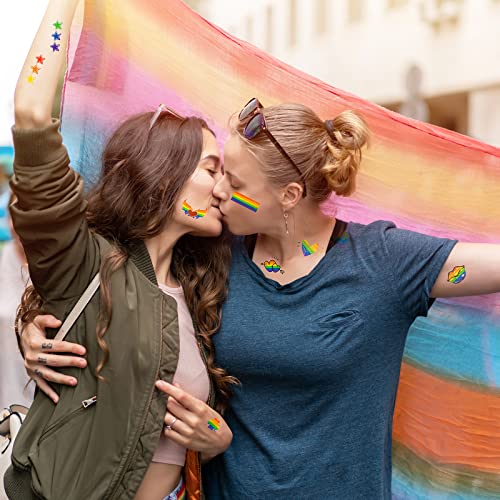 HOWAF 10 Sheets Pride Tattoo Stickers, LGBT Gay Pride Temporary Tattoos Rainbow Tattoos Stickers Waterproof Rainbow Flag Gay Pride Flag Tattoos P