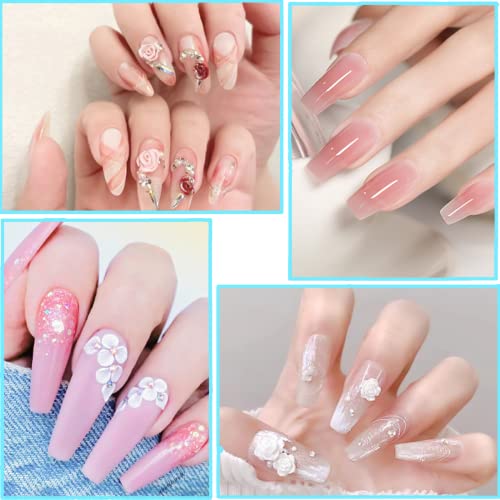 Acrylic Nail Brush Set,5 Pcs Round Sable Acrylic Design Nail Art UV Gel DIY Brush Pen Nail Art Tool Set No.4/6/8/10/12 (Silver)