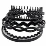 6 Pcs Headbands Plastic Teeth Comb Headband Multi-Style Non-Slip Headwear Accessories for Women Men-Black