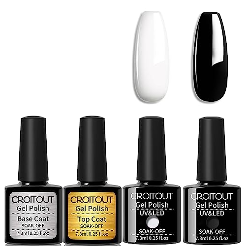 Croitout (Base Coat Top Coat With Two Color Gel) Gel Nail Polish Set,Base Top Coat With Two Color Gel Polish Set,Shellac Nail Polish UV LED Lamp