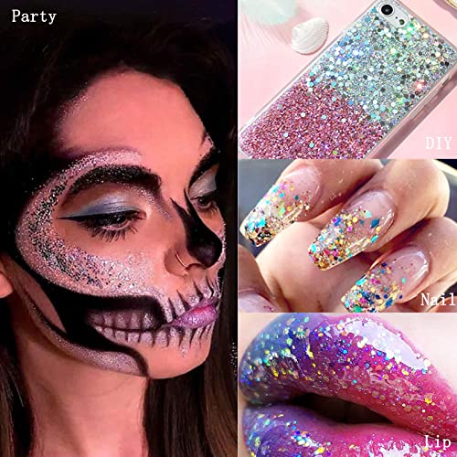Body Glitter Gel, 50ml Face Glitters Body Gel Sequins Shimmer Liquid Eyeshadow, Mermaid Sequins Sparkling Chunky Body Lotion Glitter Liquid, for