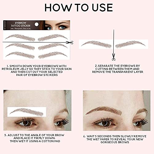 Eyebrow Tattoo Peel Off, 30 Pairs Stick on Eyebrows Stickers, Hair-Like Realistic Waterproof Transfers Fake Eyebrow Shaping Tattoo Longer Lasting