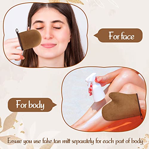 Greoer Tanning Mitt, Self Tan Mitt, 2 Pieces Spa Exfoliator Washcloth Remove Dead Skin Double Sided Fake Tan Mitt Applicator (Brown)