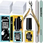 Cuticle Remover Tools Set with Cuticle Trimmer, Cuticle Pusher, Teenitor Cuticle Softener and Remover, Cuticle Oil, Nail File Buffer, Cuticle Nip