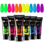 UR SUGAR Neon Poly Extension Gel Nail Set, 6 Colours Poly Nail Gel Builder Nail Gel Kit Hot Pink Neon Yellow Orange Green Blue Summer Colours Acr