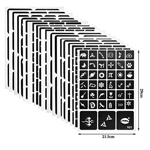 FOCCTS 353 Patterns Temporary Tattoo Stencils 18 Sheets Reusable Tattoo Stickers Removable Body Art Stencil Templates for Women Kids Teenager