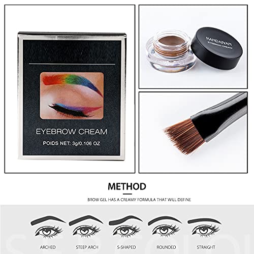 Eyebrow Cream, Waterproof Eyebrow Gel Long Lasting Brow Pomade with Brush, Natural Versatile Tinted Brow Gel Creates Natural Looking Brows for Ho