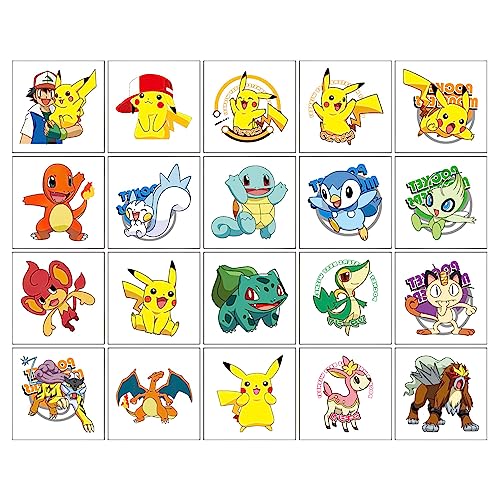 Beehug 20 Sheets Carton Temporary Tattoo, Muti Design Children's Temporary Tattoo Body Art Stickers, Waterproof Tattoos Skin Stickers for Boys an