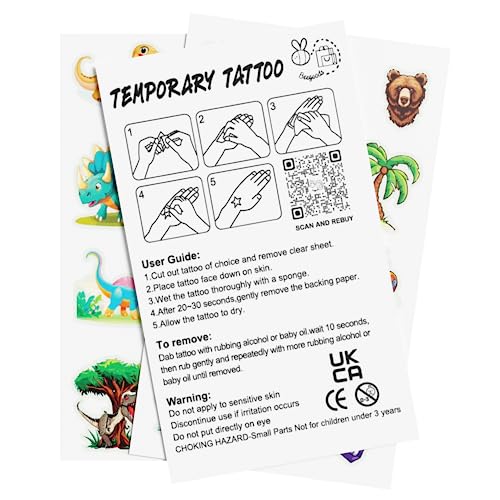 Beegoods (30 Sheets) 380 Unique Kids Tattoos, Temporary Tattoos for Kids, Glow in the Dark Tattoos Party Bag Fillers, Kids Tattoos for Girls or B