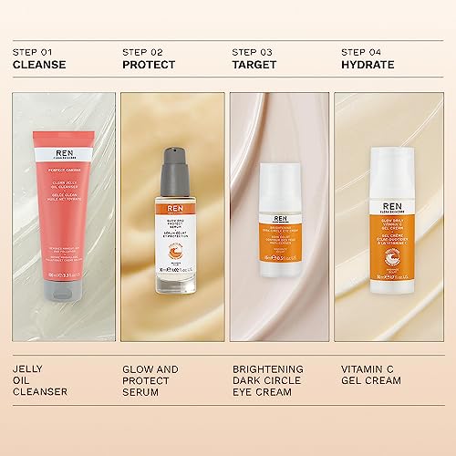 REN Clean Skincare Glow Daily Vitamin C Gel Cream | Lightweight Moisturiser for Instant Daily Brightening | Firmer & Plumper Skin | Vegan | Step