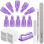 Gel Nail Remover Kit, MORGLES 10PCS Nail Clips Gel Nail Remover Clips 300Pcs Nail Wipe Cotton Pads Nail Files 100/180 Glass Nail Shiner with Cuti