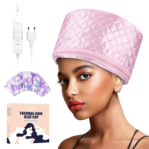 Hair Cap Treatment Steamer for Deep Conditioning - Thermal Hot Head Heat Hat Electric for Afro Hair Spa Care Home Use with 2 Mode/Black (UK Plug)