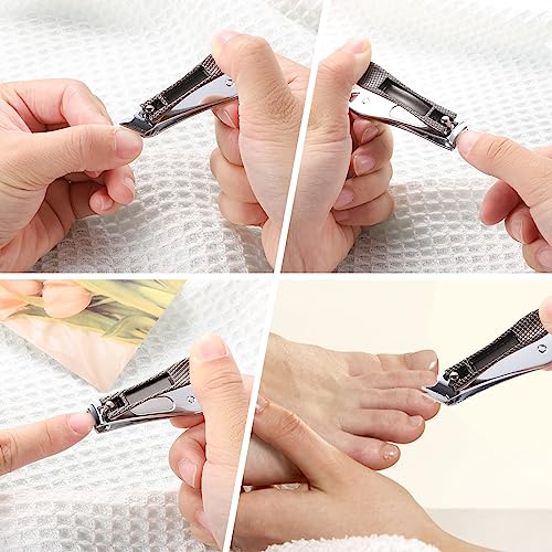 3Pcs Nail Clippers, Heavy Duty Nail Clippers Toenail Clippers with Box Stainless Steel Ultra Sharp Nail Cutter for Thick Fingernail Toenail Men a