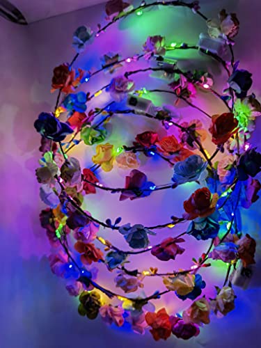 Flower Headband,7Pcs Flower Crown Garland Headband Flower Headdress Floral Headband for Women Girls Hair Accessories Birthday Wedding Festival Pa