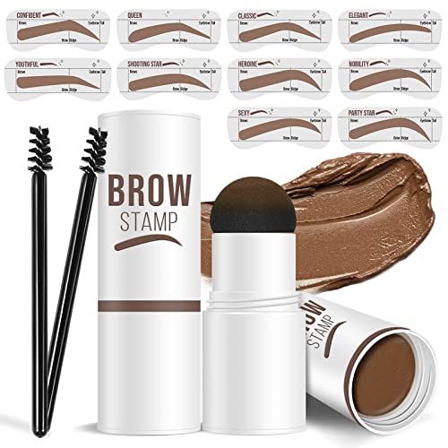 Cilrofelr Eyebrow Stamp and Stencil Kit, One Step Eyebrow Stamp and Shaping Kit with 10 Eyebrow Stencils, Brow Stamp Kit Blonde, Long Lasting, Wa