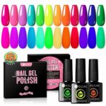 UR SUGAR Neon Gel Nail Polish Set, 12 Colours Hot Pink Orange Yellow Green Blue Red Purple Neon Colour Nail Gel Polish Kit Fluorescent Nail Varni