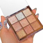 Glitter Eyeshadow Palette, Shimmer Eye Shadow Pallets for Women, 9 Colour Glitter Eye Make-Up Palettes, Gold, White, Pink Highly Pigmented Eye Sh